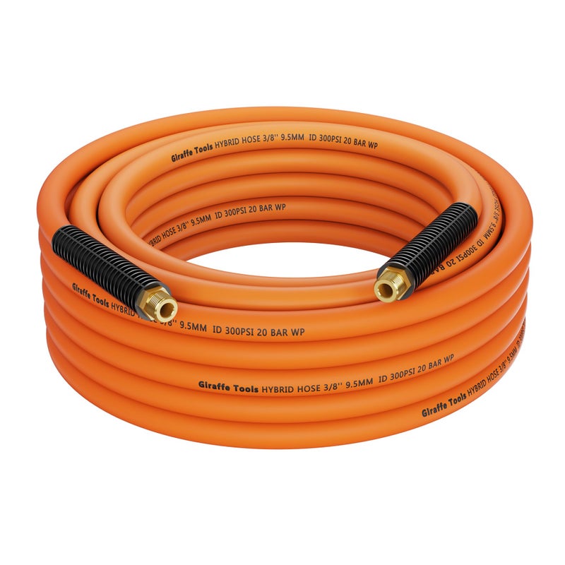 Giraffe Tools Hybrid Air Hose, 3/8 inch x 25 ft, 1/4 in. MNPT Fittings, 300 PSI Heavy Duty, Lightweight Air Compressor Hose - Image 1
